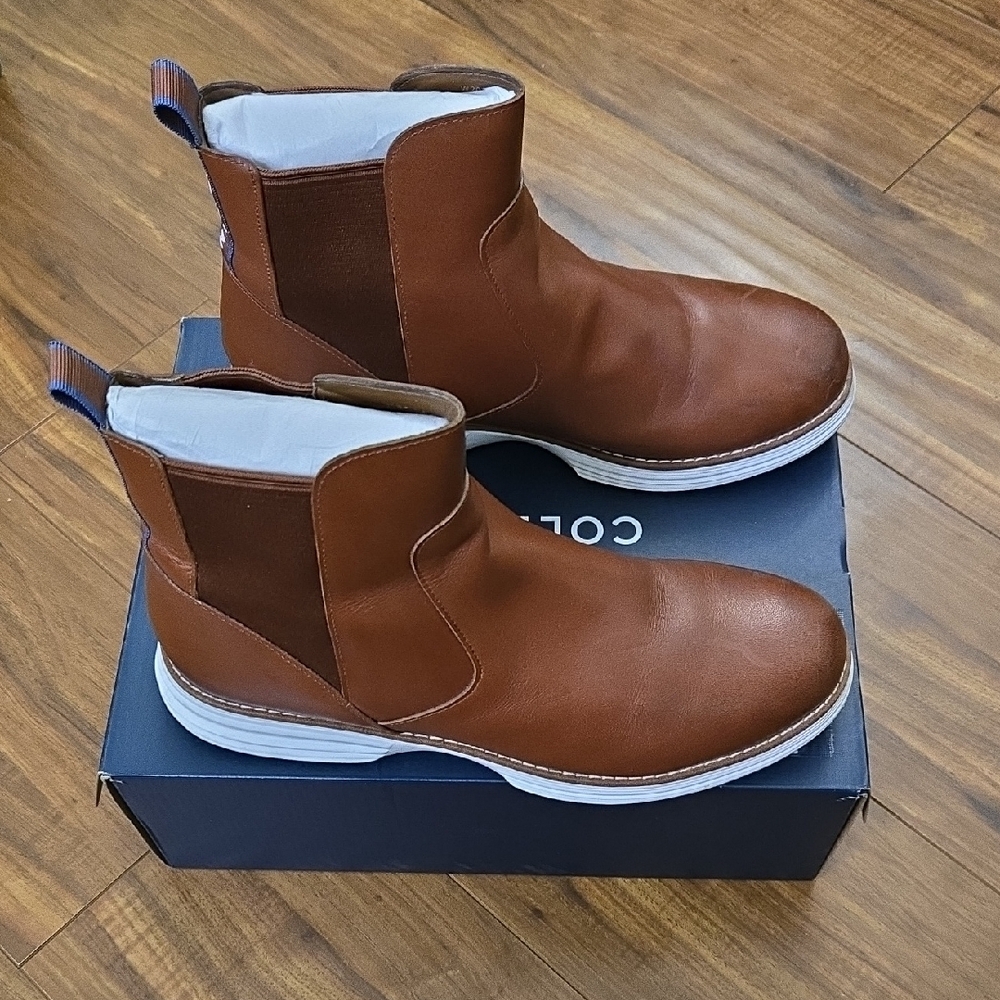 Cole Haan Men's Tan Leather Chelsea Boots - Picture 2 of 4